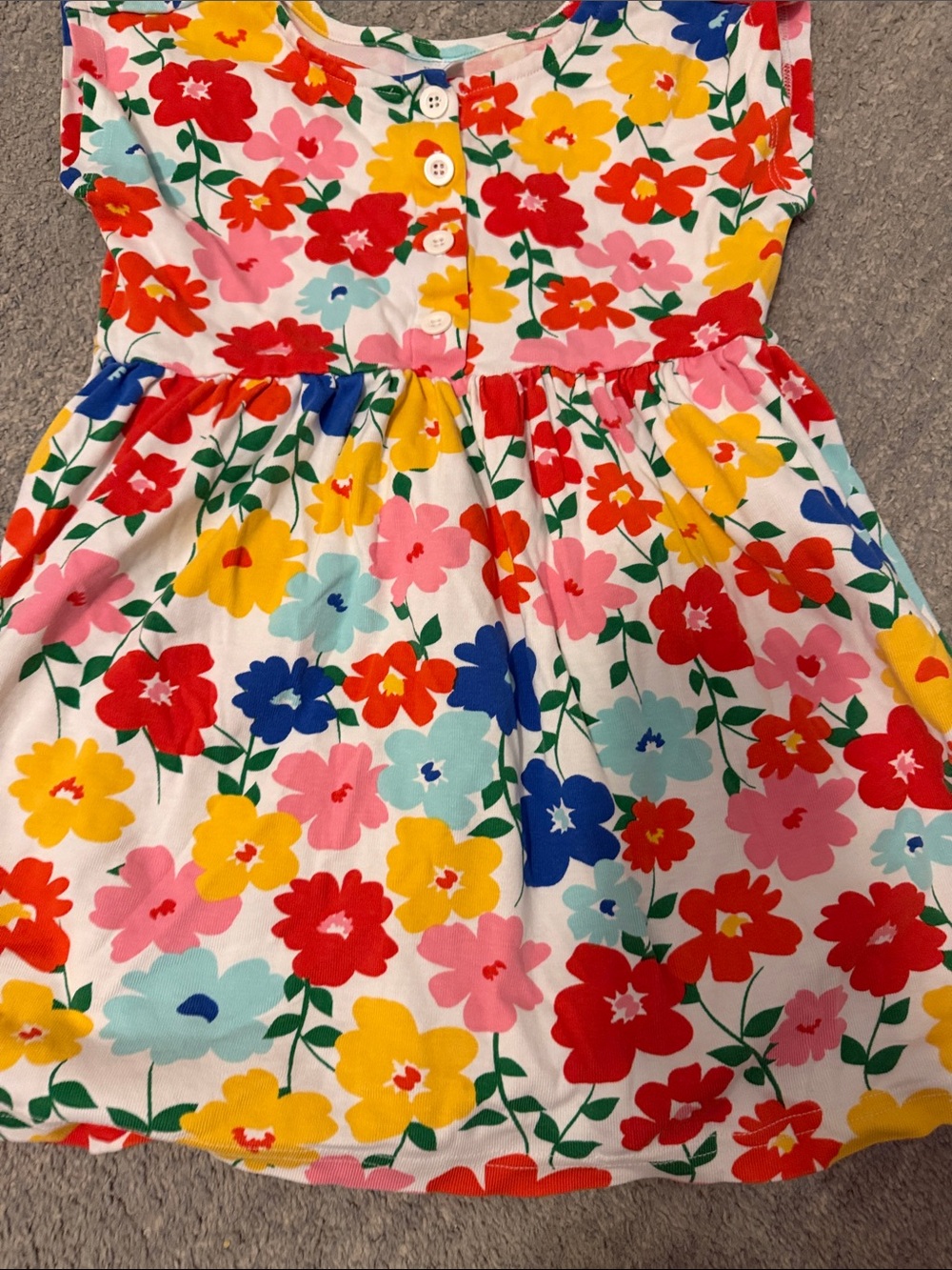 Hanna Anderson Girls Floral Cotton Dress in Bright Multi-Color
